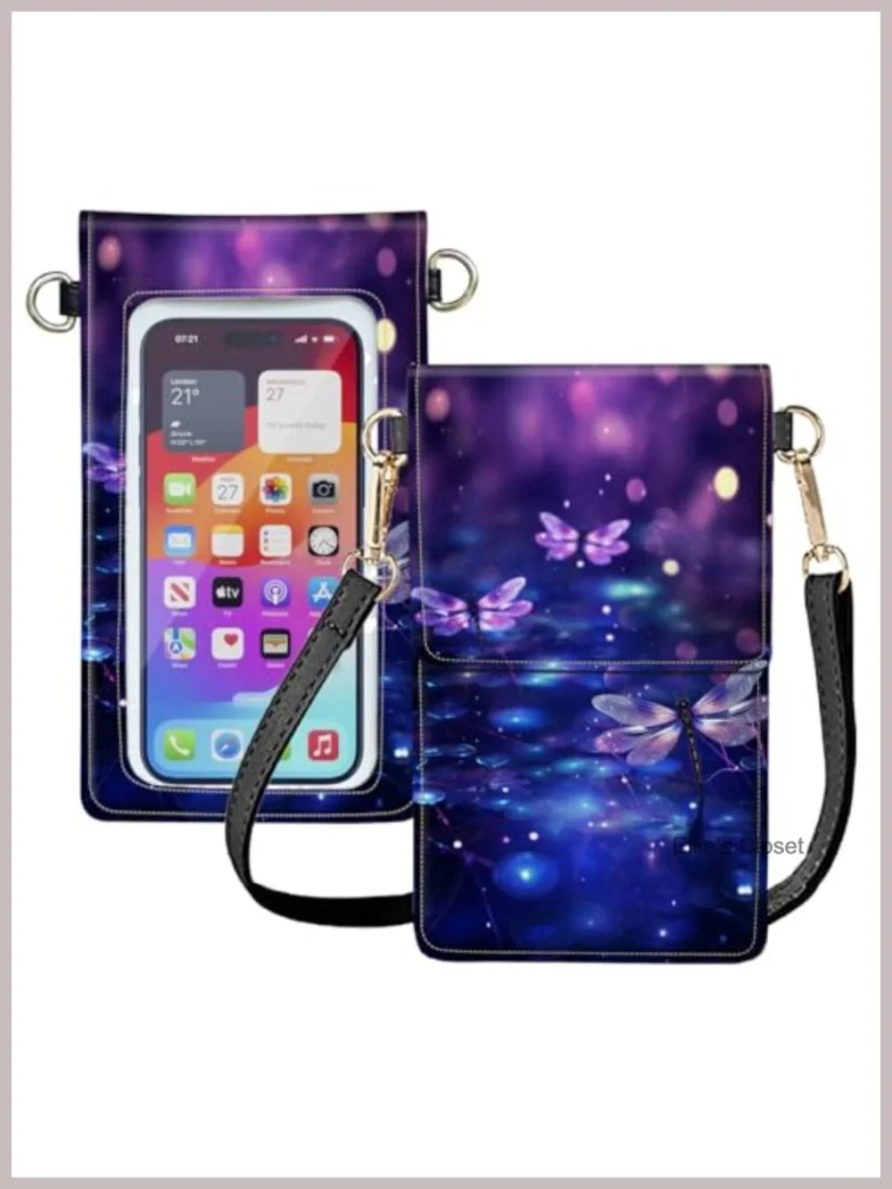 Faux Leather Mini Crossbody Phone Purse with Touch Screen Window